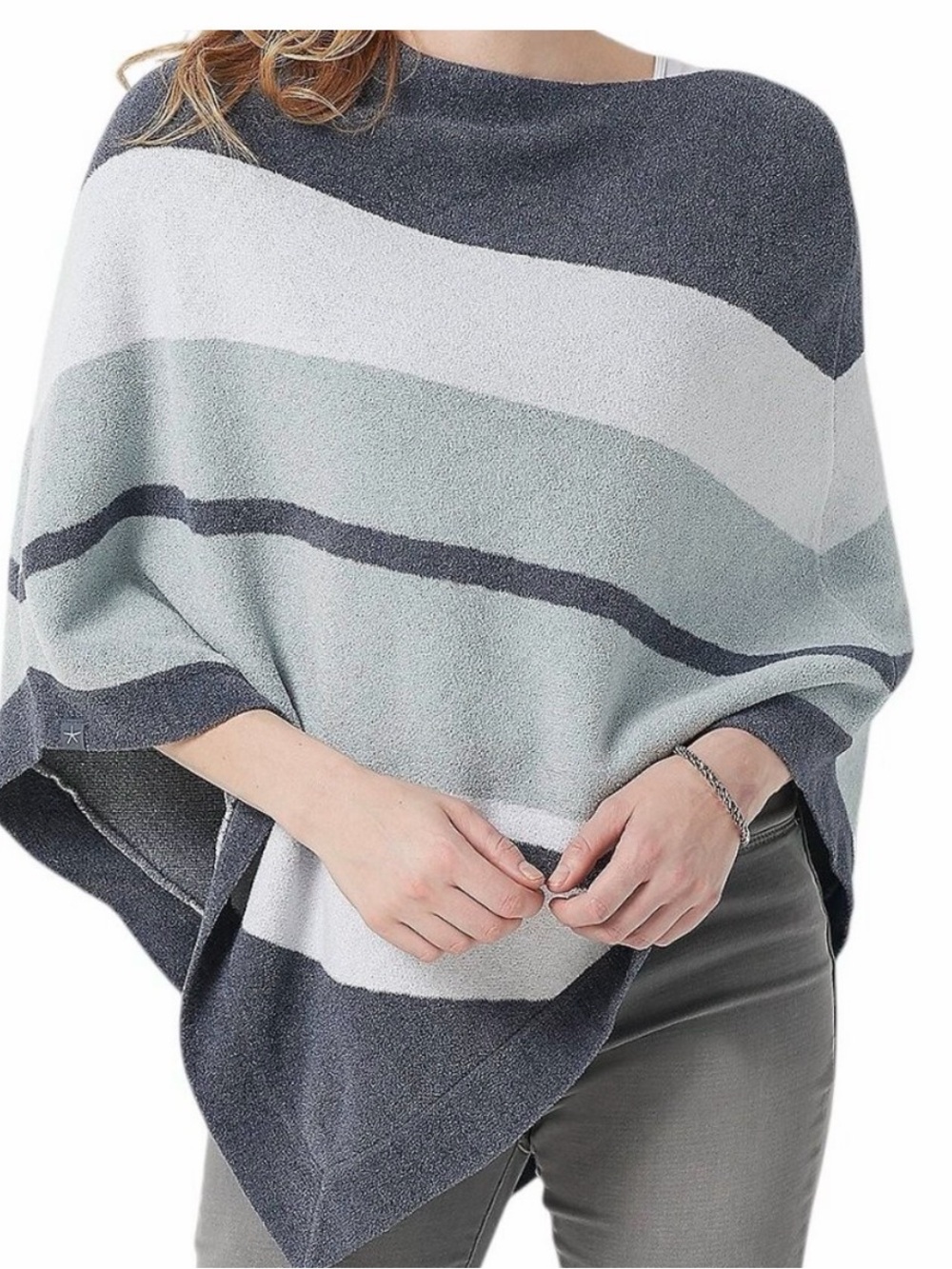 NWT Barefoot Dreams CozyChic Ultra Lite Poncho - Ocean Breeze Blue Water OS